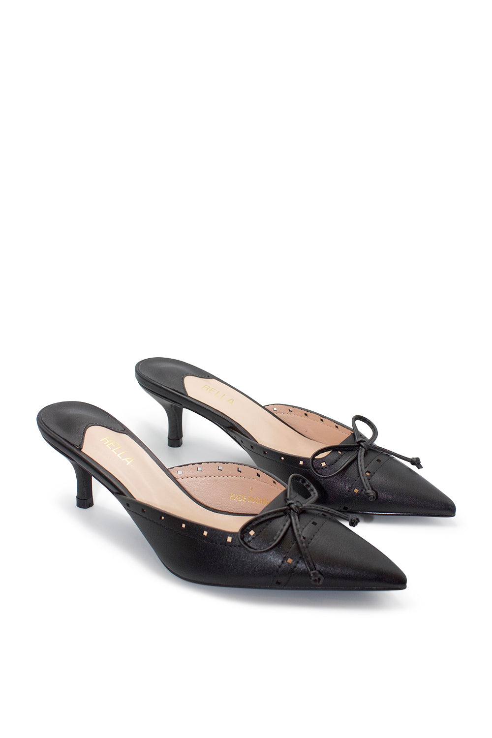 Liela shop Lillie Pointed Toe Kitten Heel - Black – Rella