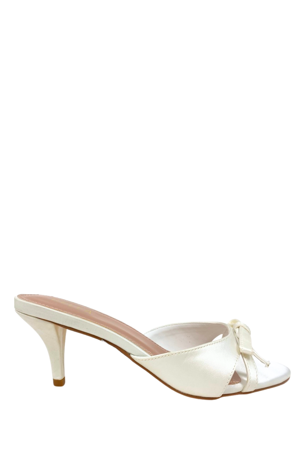 Delia Bow Heel - White Satin