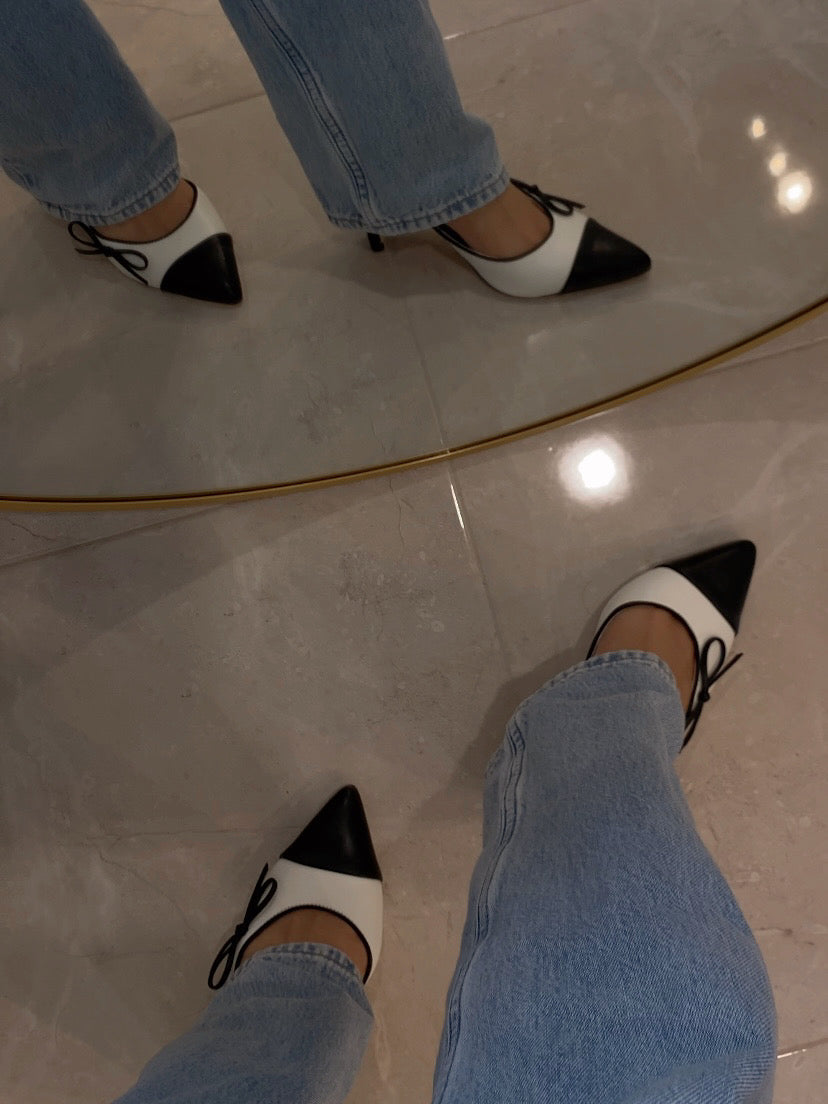 Vivi Pointed Toe Kitten Heel White – Rella