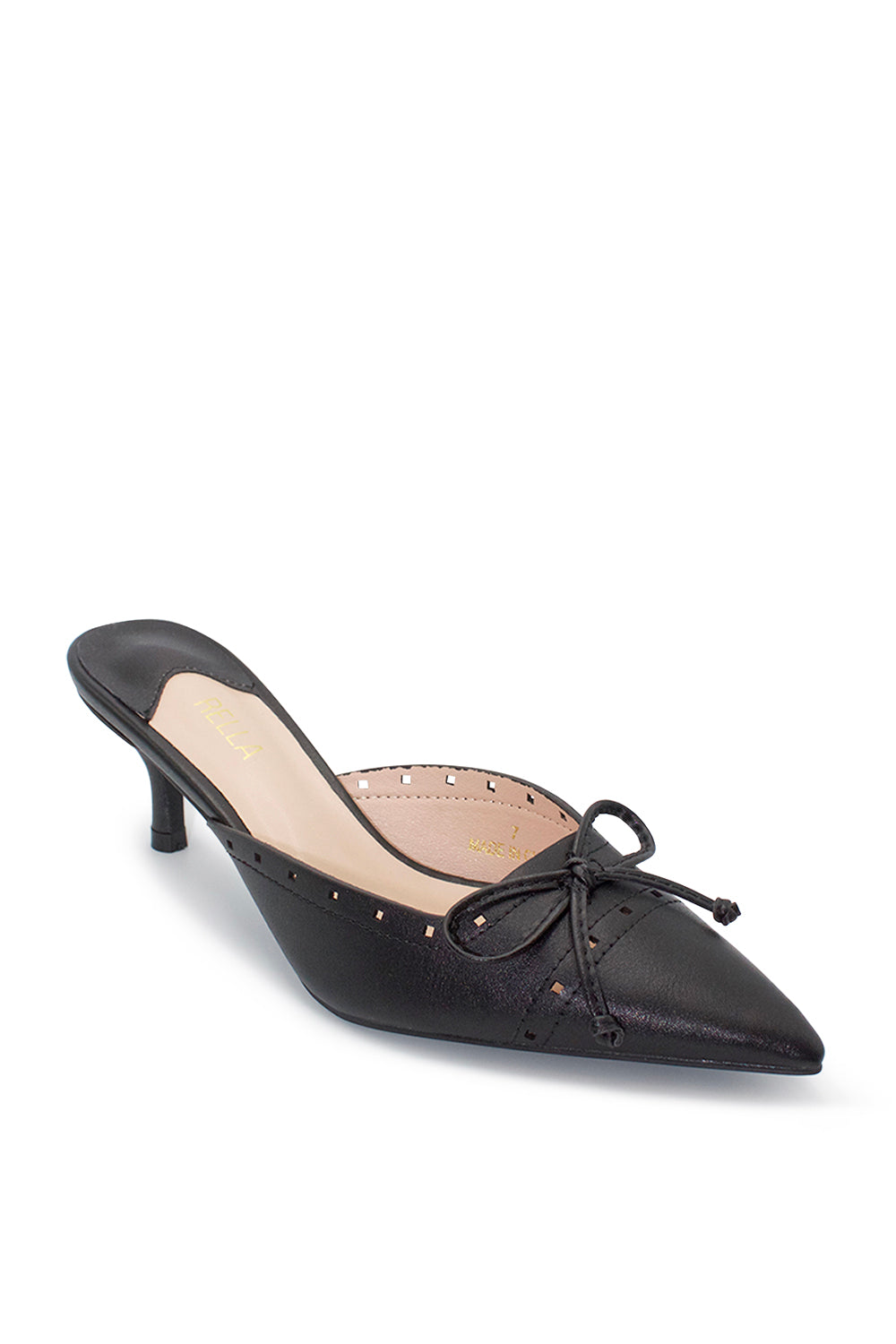 Lillie Pointed Toe Kitten Heel - Black – Rella