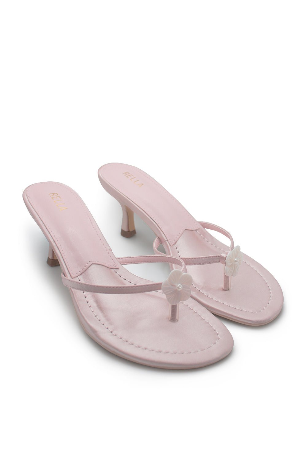 Clara Flower Heel - Pink SatinHeels