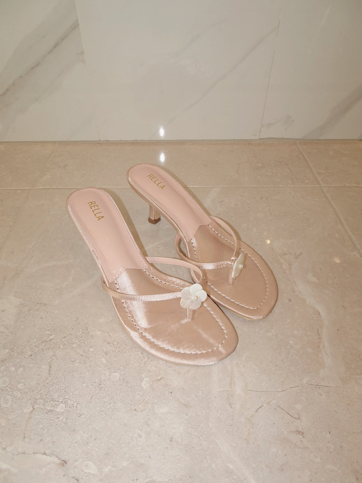 Clara Flower Heel - Pink SatinHeels