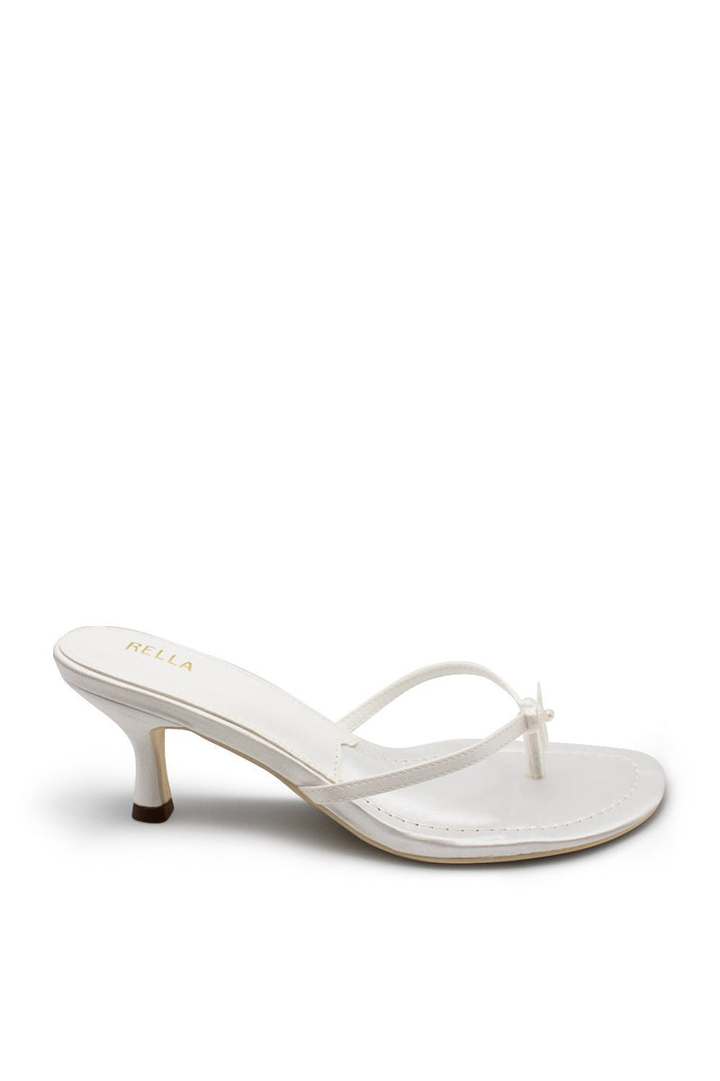 Clara Flower Heel - White SatinHeels