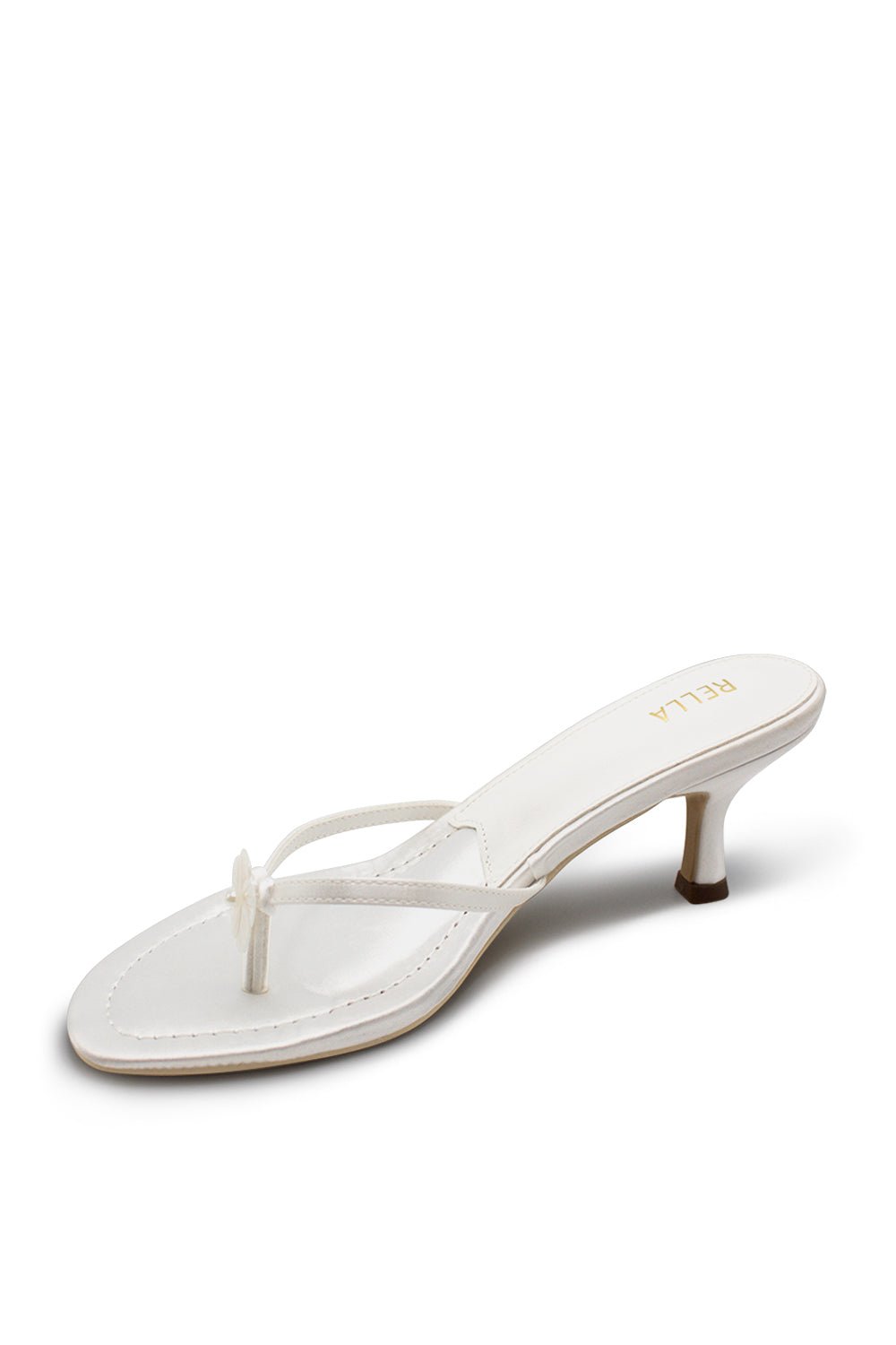 Clara Flower Heel - White SatinHeels