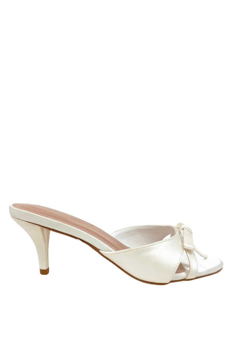 Delia Bow Heel - White SatinHeels