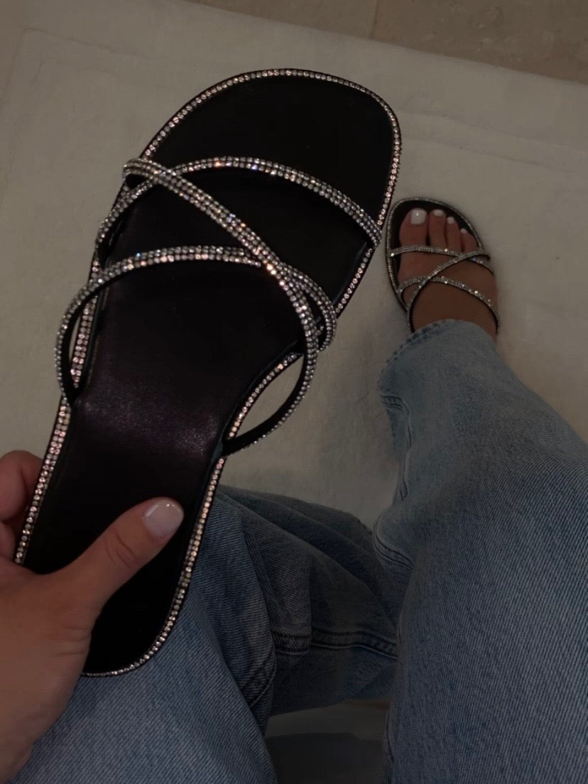 Chloee Rhinestone Slide Sandals