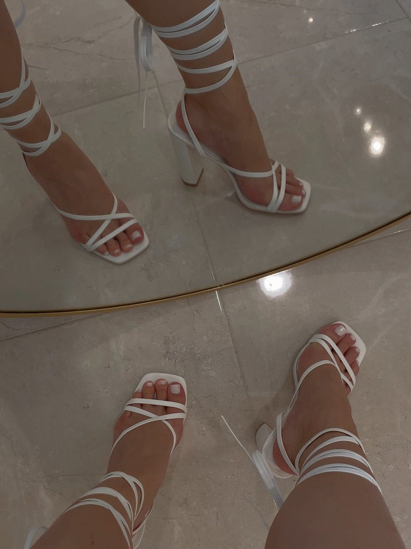 Lela Lace Up Heel - WhiteHeels