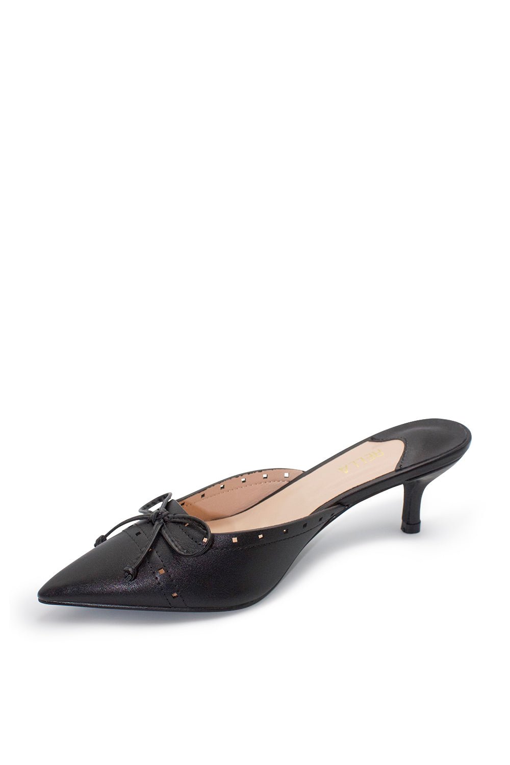 Lillie Pointed Toe Kitten Heel - BlackHeels
