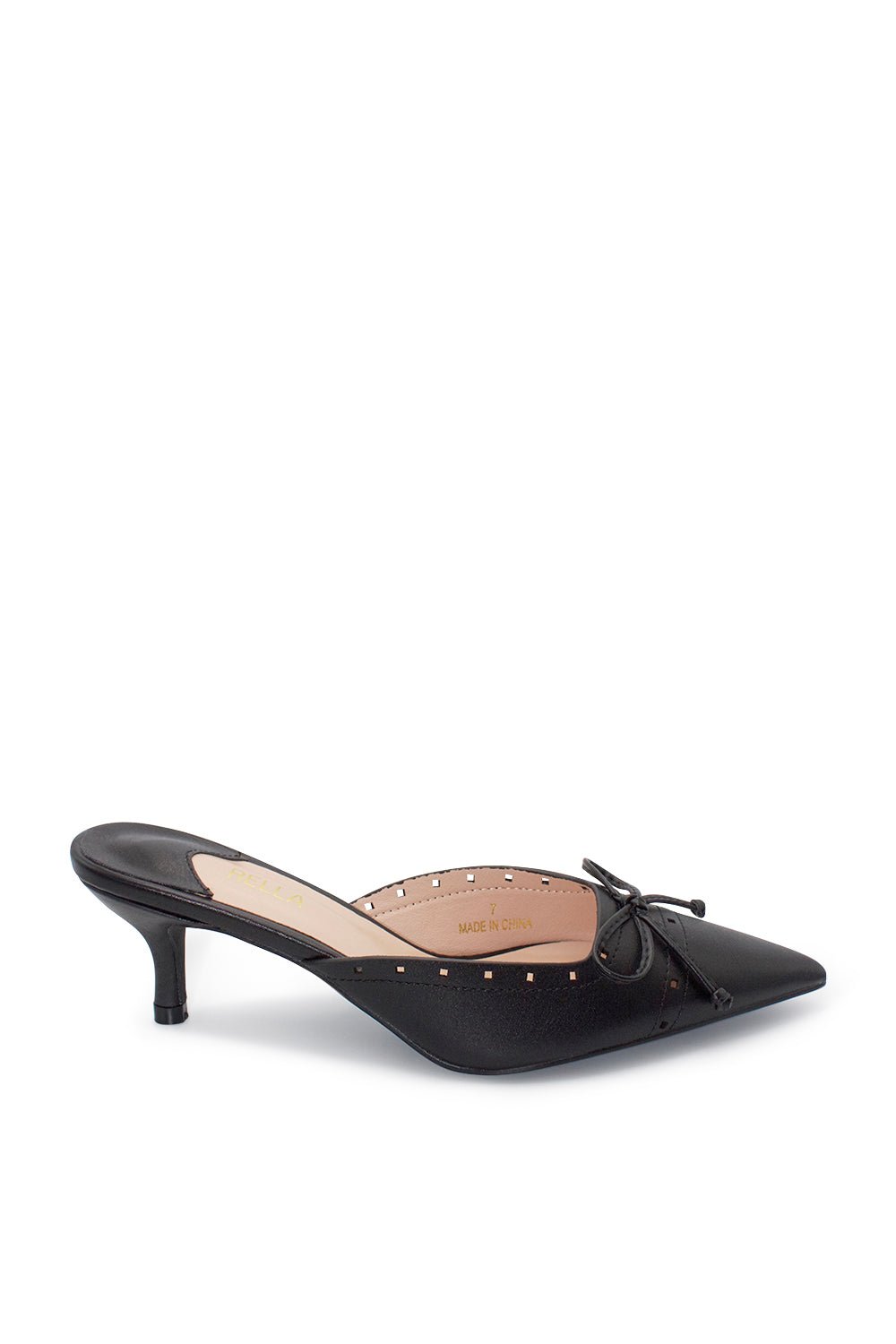 Lillie Pointed Toe Kitten Heel - BlackHeels