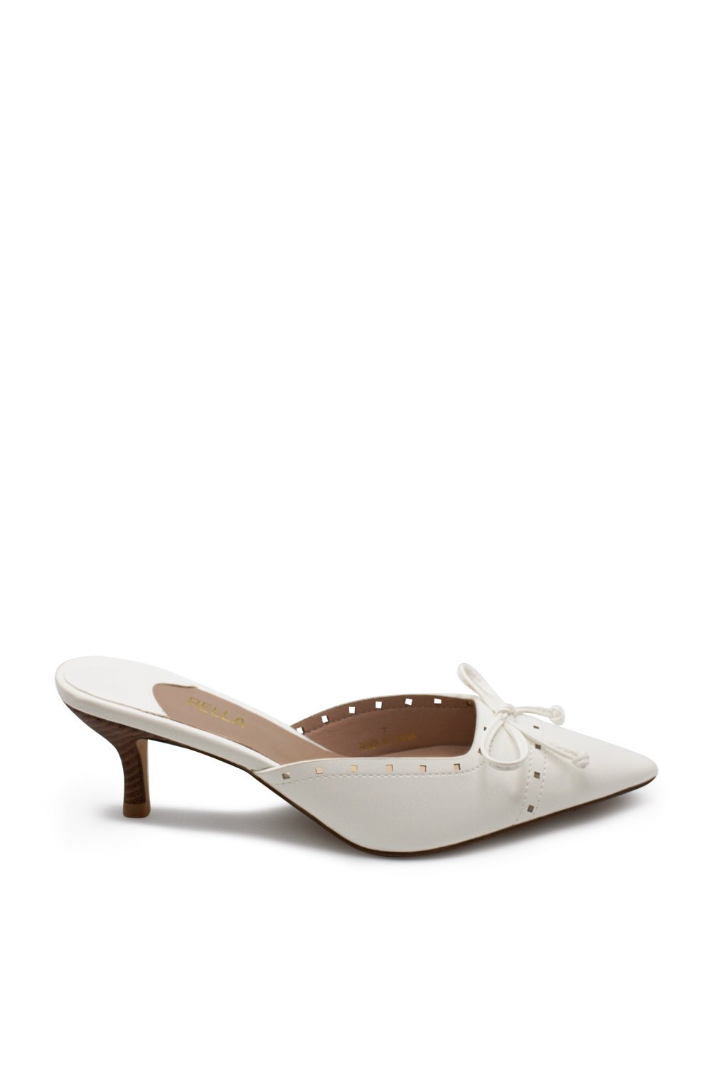 Lillie Pointed Toe Kitten Heel - WhiteHeels