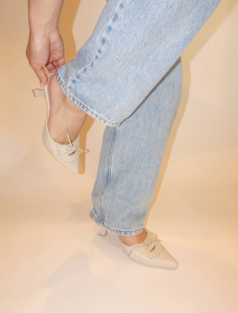 Mazzy Pointed Toe Kitten Heel - BeigeHeels