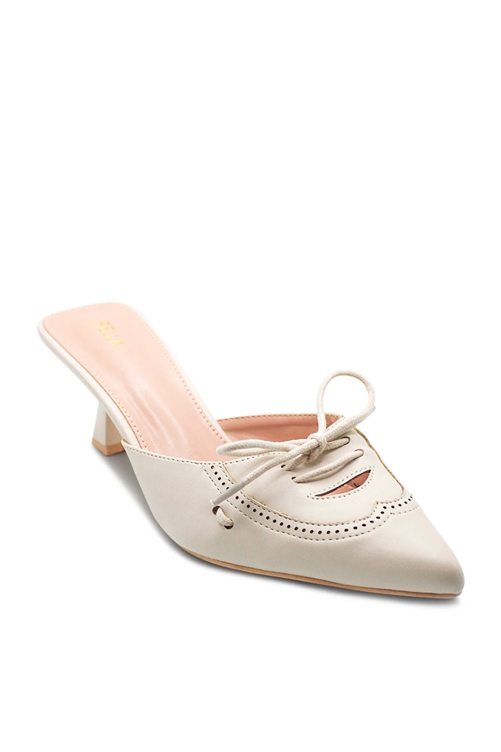 Mazzy Pointed Toe Kitten Heel - BeigeHeels