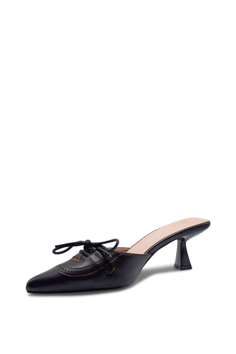 Mazzy Pointed Toe Kitten Heel - BlackHeels