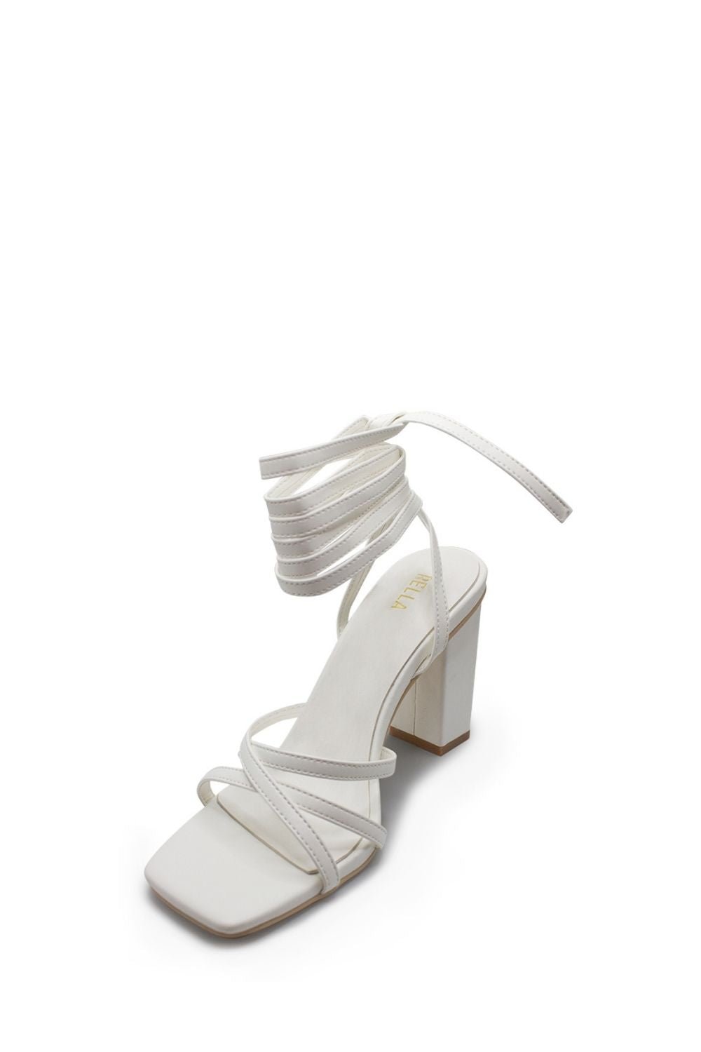 Pam Lace Up Block Heel - WhiteHeels