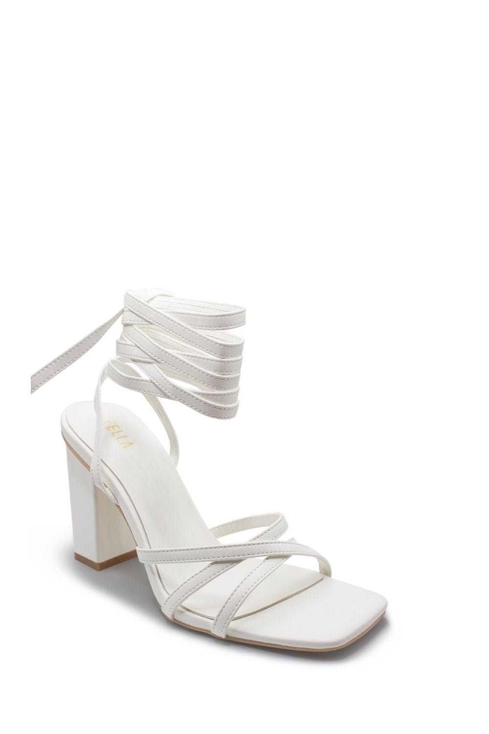 Pam Lace Up Block Heel - WhiteHeels