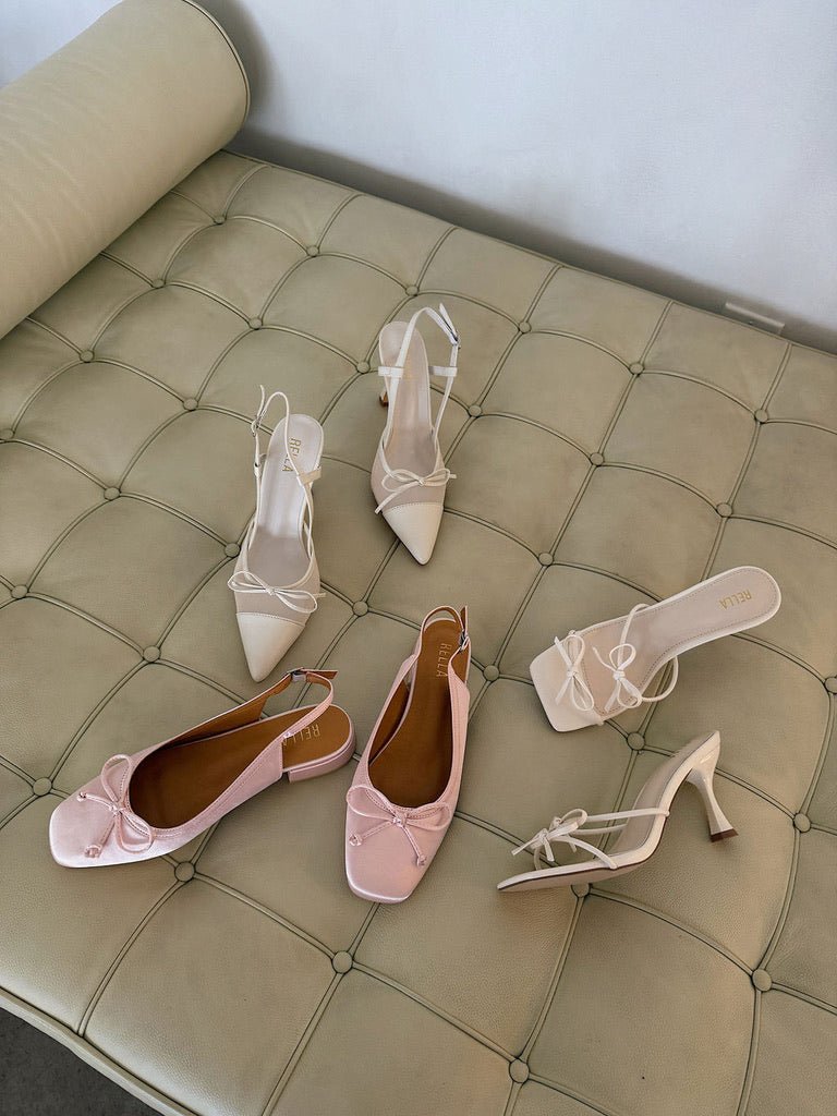 Vee Pointed Toe Kitten Slingback Heel - White MeshHeels