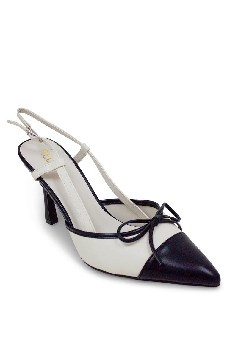Vee Pointed Toe Kitten Slingback Heel - WhiteHeels