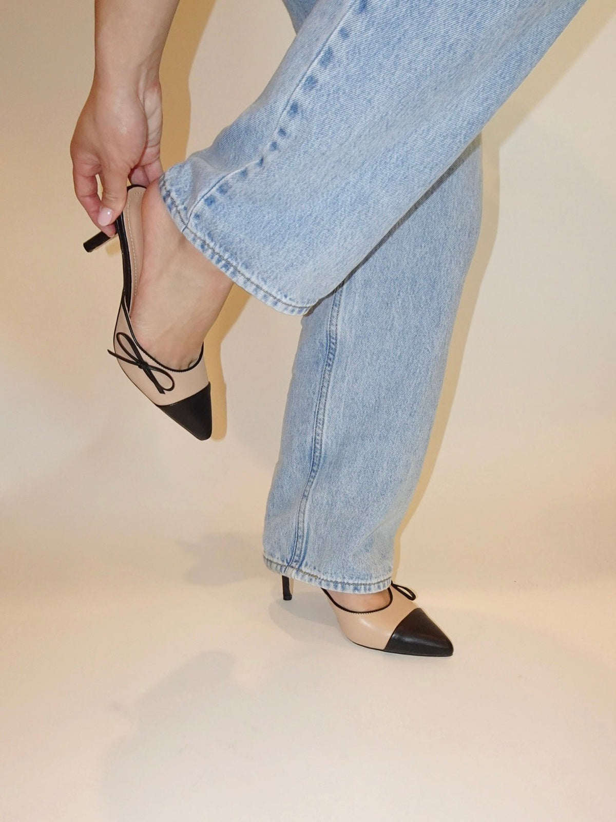 Vivi Pointed Toe Kitten Heel - BeigeHeels