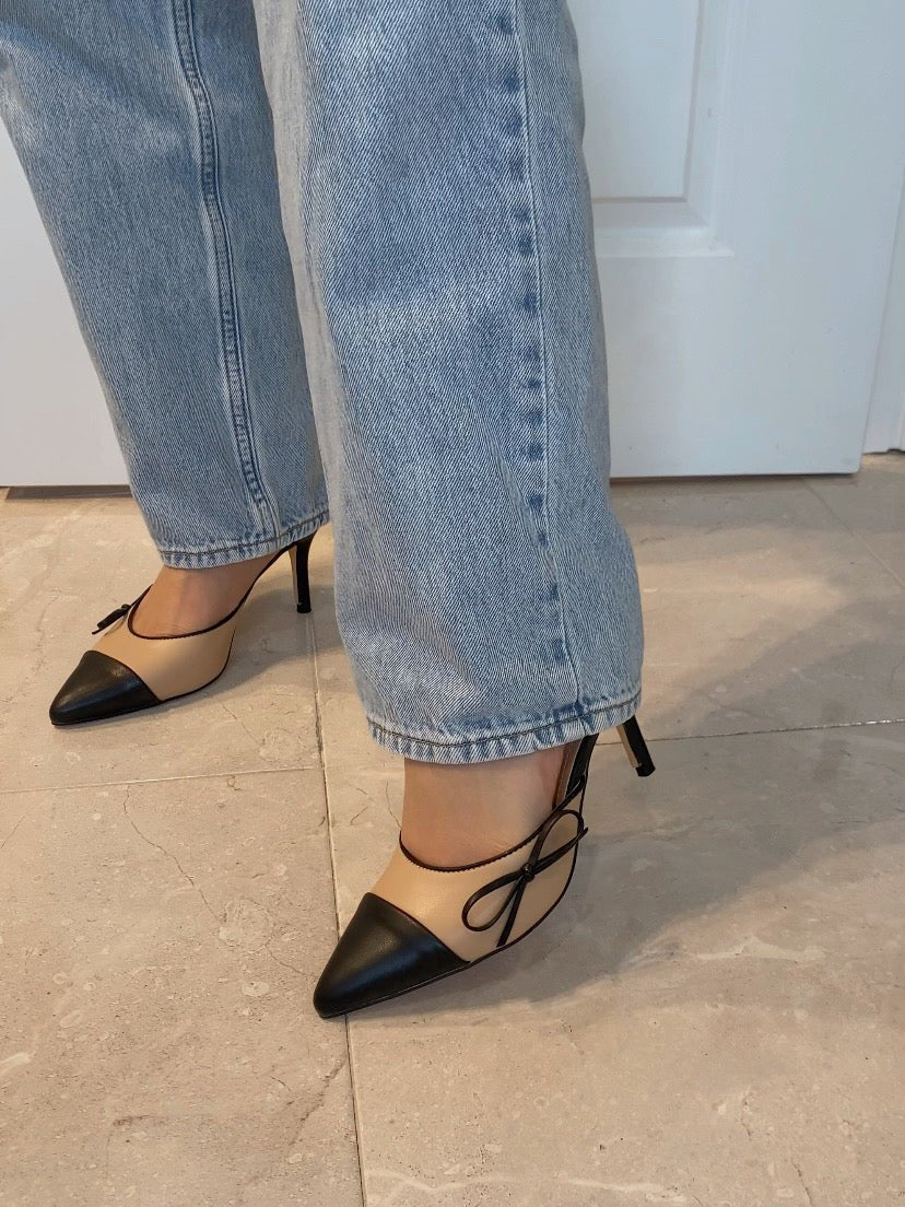 Vivi Pointed Toe Kitten Heel - BeigeHeels
