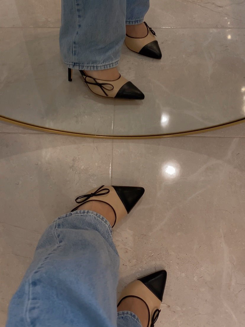 Vivi Pointed Toe Kitten Heel - BeigeHeels