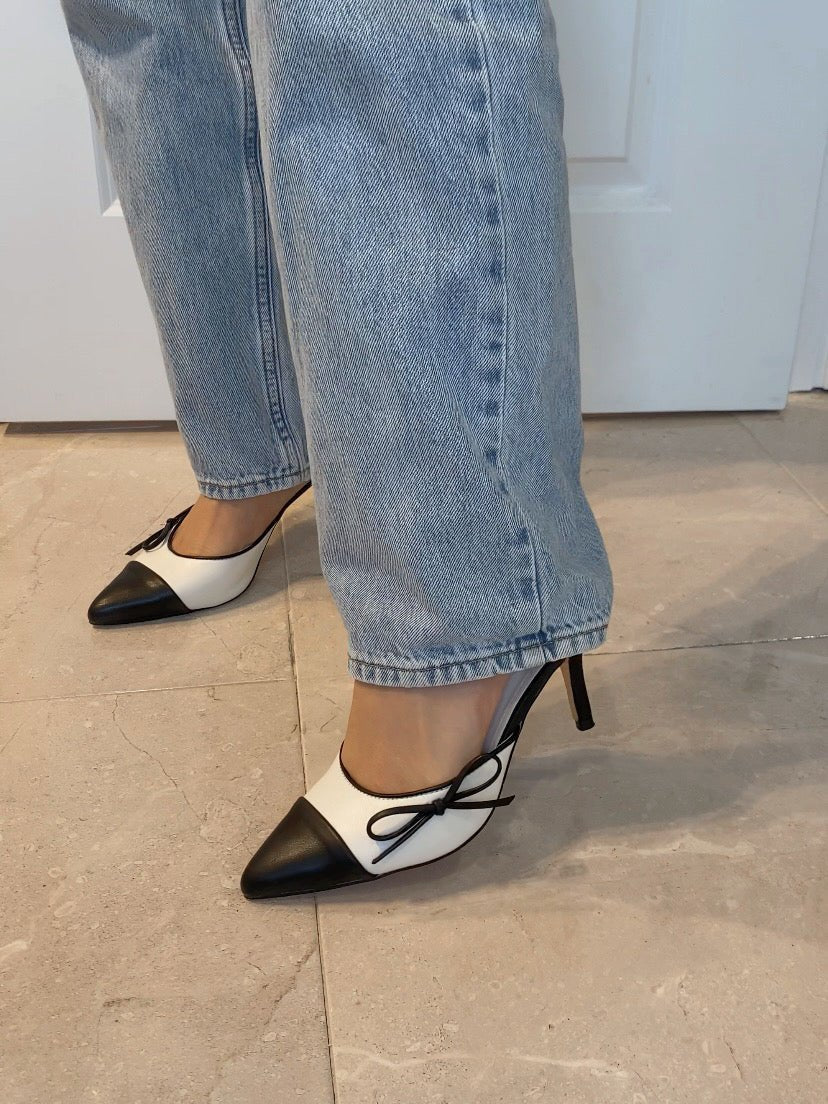 Vivi Pointed Toe Kitten Heel - WhiteHeels