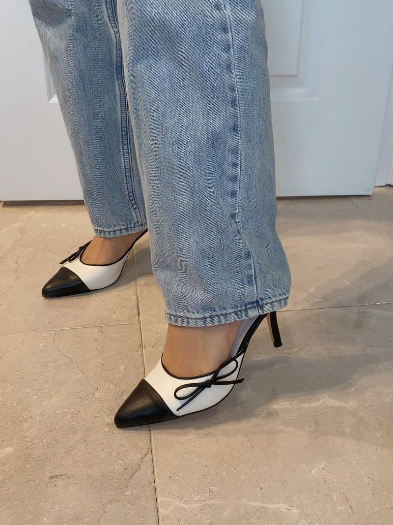 Vivi Pointed Toe Kitten Heel - WhiteHeels