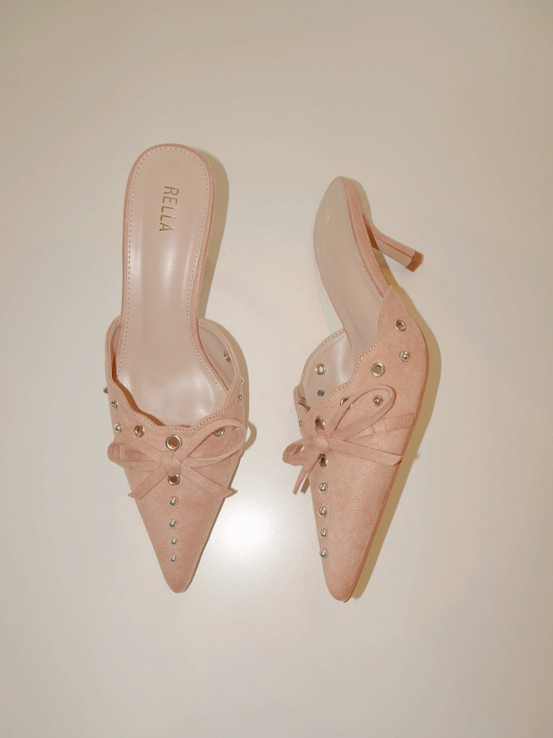 Yasmin Pointed Toe Studded Mule HeelHeels