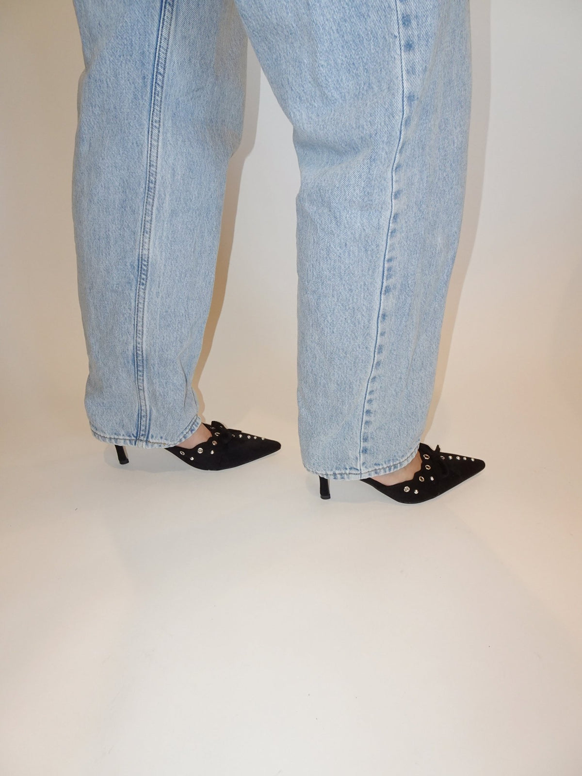 Yasmin Pointed Toe Studded Mule HeelHeels