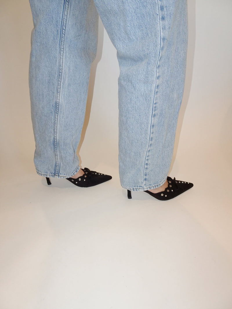 Yasmin Pointed Toe Studded Mule HeelHeels