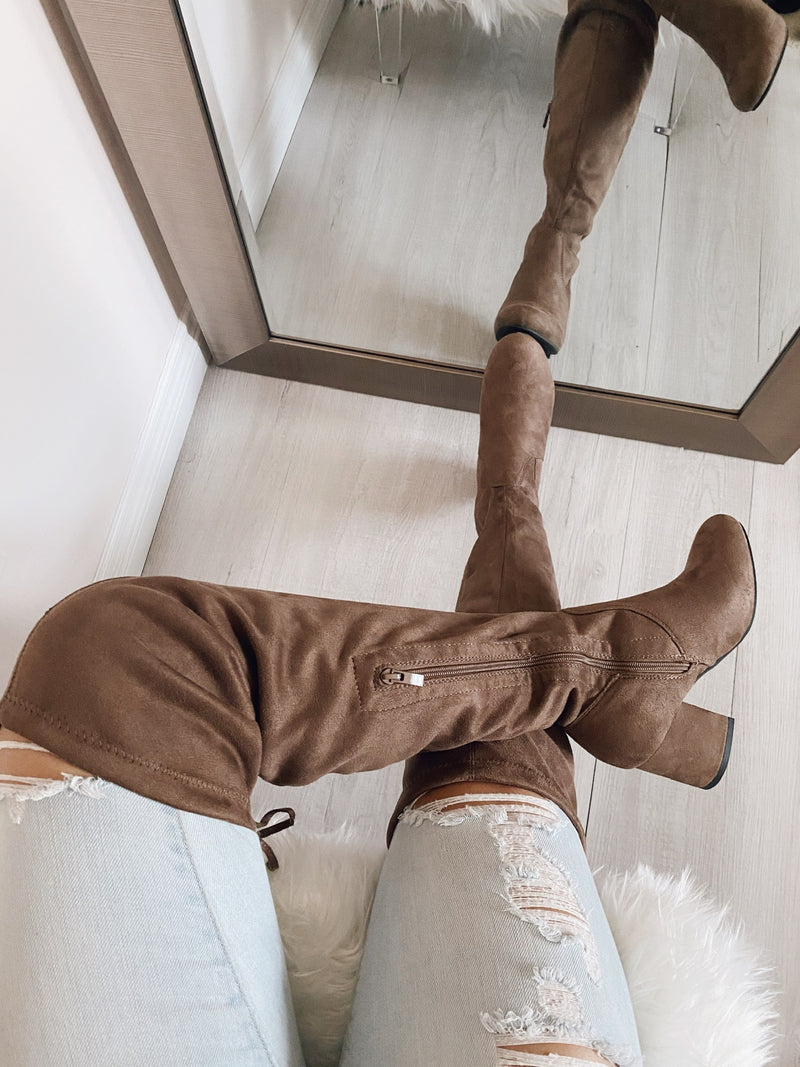 Lola Over the Knee Boot- Taupe