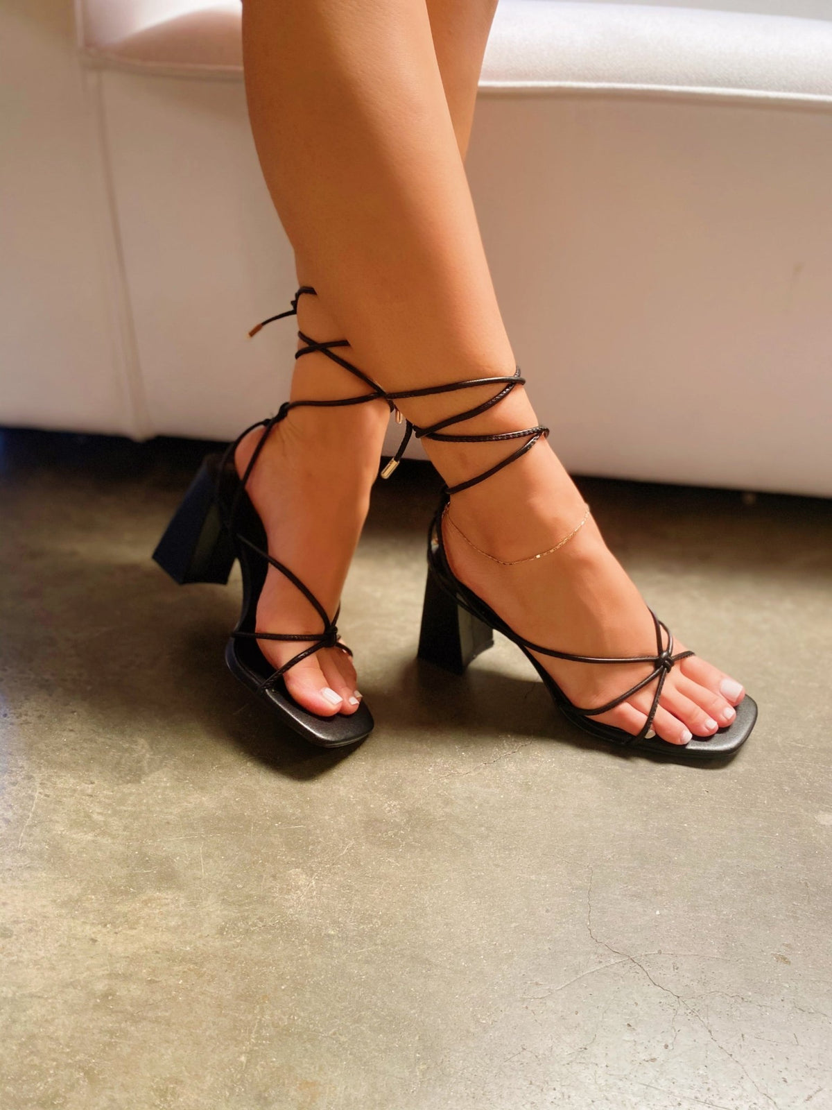 Harlee Lace Up Low Block HeelHeels