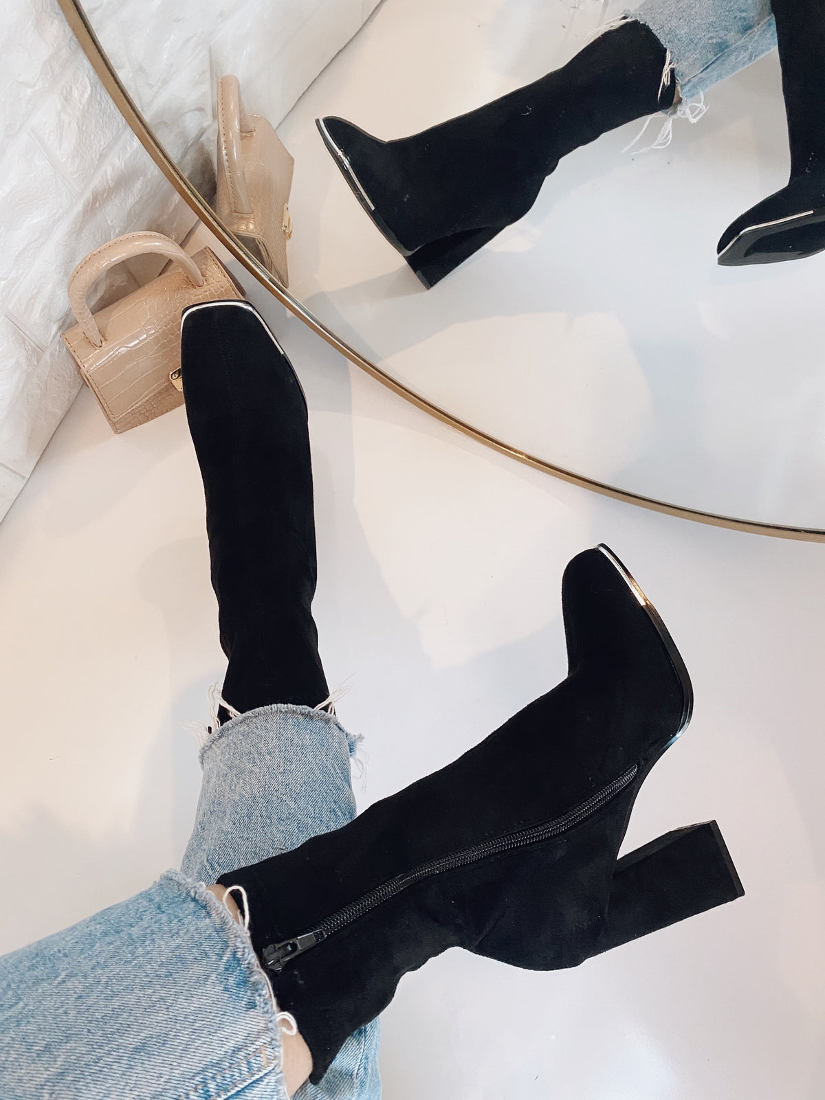 Charlie Faux Suede Block Boot